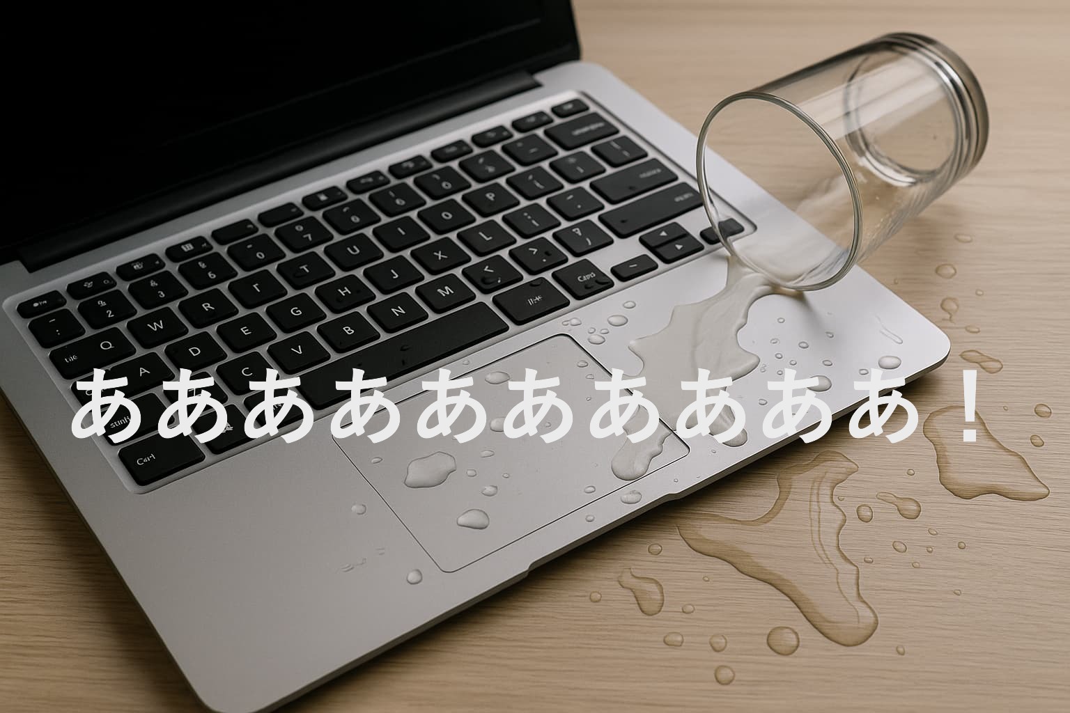 パソコンに水こぼした画像