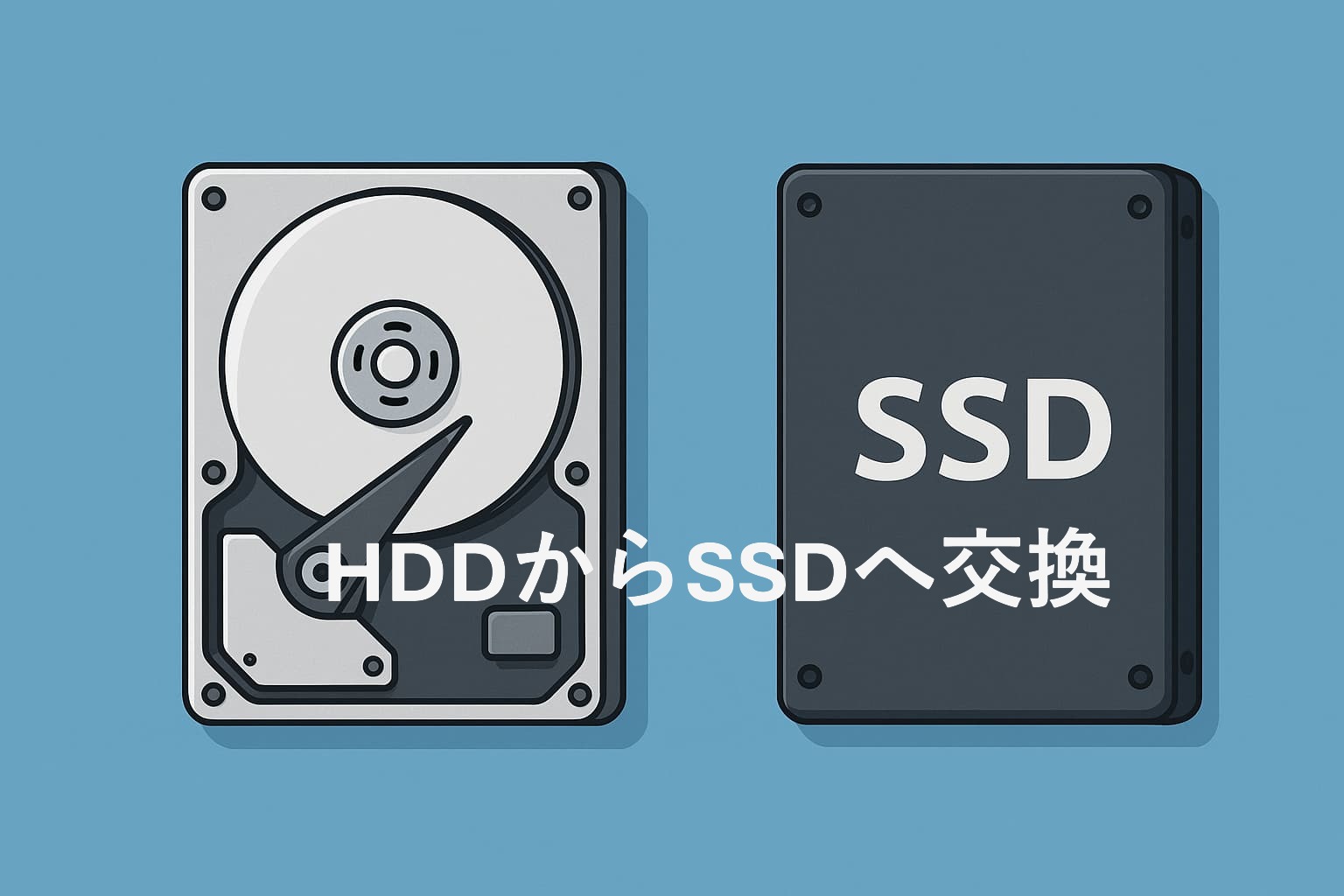 HDDとSSDを並べたイラスト