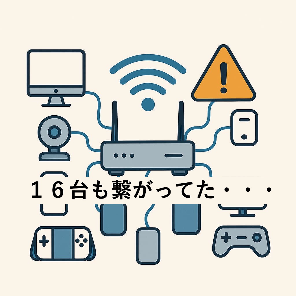 ルーターにたくさんのネットワーク機器が繋がってる画像